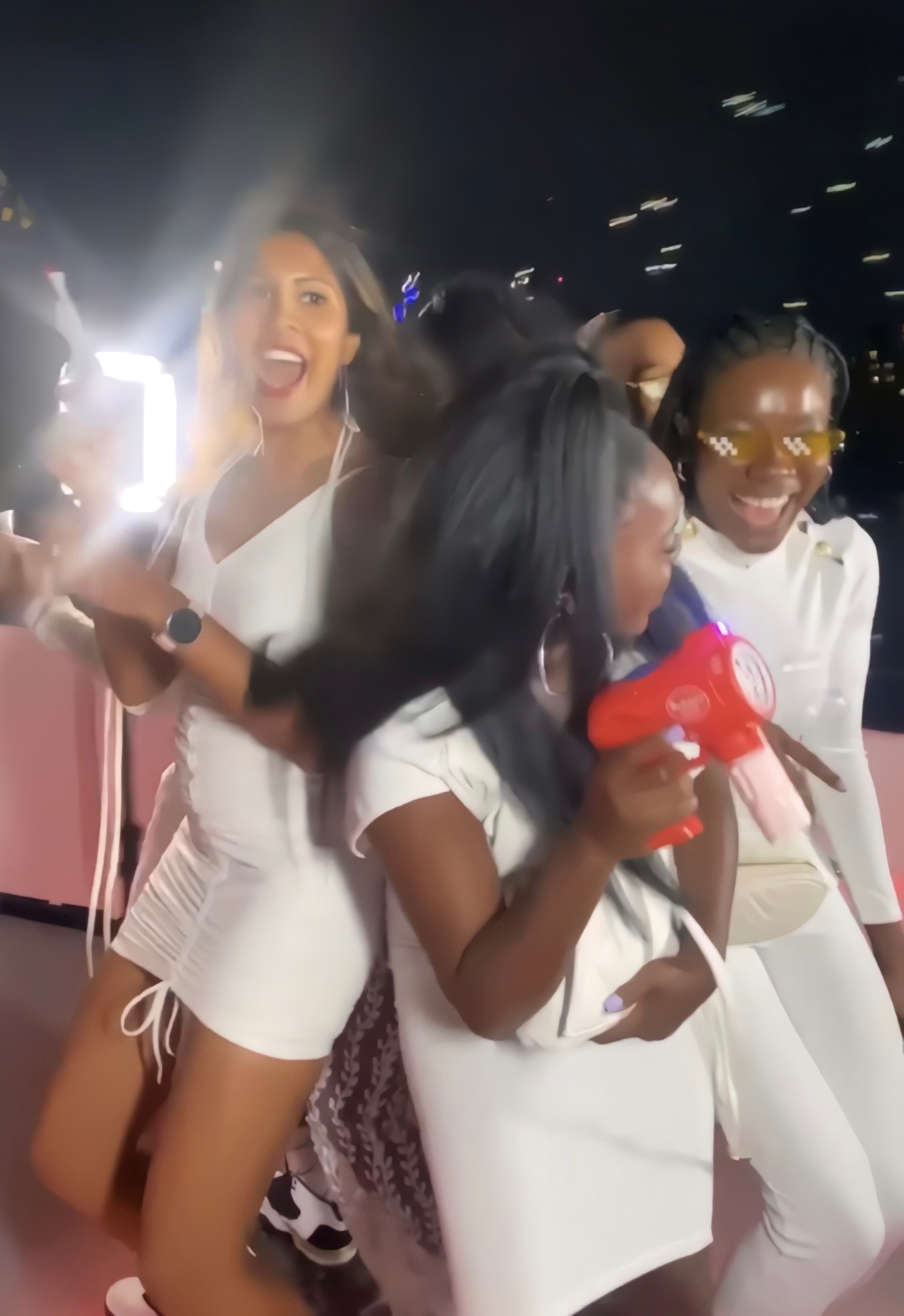 Ladies on Party Boat at night